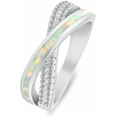 Brilio Silver stříbrný prsten se zirkony a syntetickým opálem RI154W – Zbozi.Blesk.cz