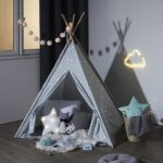 Atmosphera dětský stan teepee s fosforeskujícími hvězdami šedý – Zboží Mobilmania