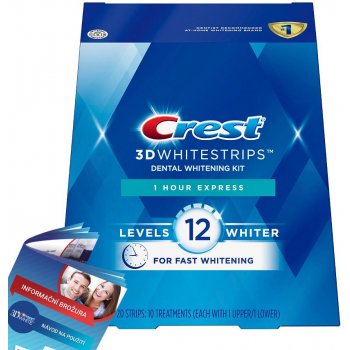 Procter & Gamble, Bělící pásky Crest 3D White 1-hour Express, 20 ks