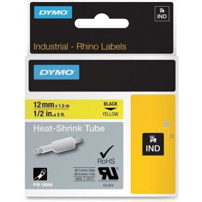 DYMO plochá smršťovací bužírka RHINO D1 12 mm x 1,5 m, černá na žluté, S0718310 – Zbozi.Blesk.cz