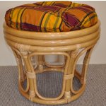 Ratanová taburetka velká medová polstr okrový – Zboží Dáma