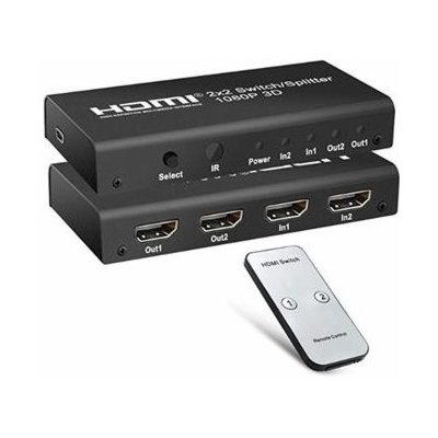 PremiumCord HDMI switch 2:2, 3D,1080p,dálkové ovl.