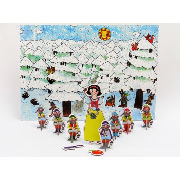 Marionetino Sněhurka a sedm trpaslíků loutky kulisy pozadí