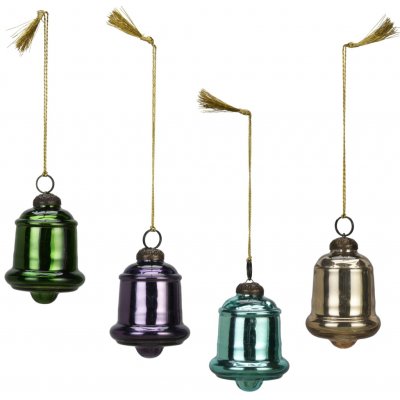 MADAM STOLTZ Skleněná vánoční ozdoba Christmas Bell Tyrkysová, multi barva, sklo – Hledejceny.cz