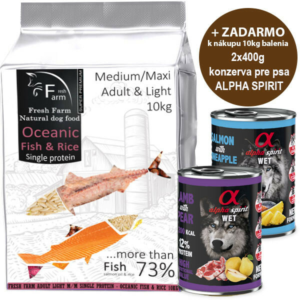 Fresh Farm Adult&Light Medium/Maxi Single Protein Oceanic Fish 10 kg