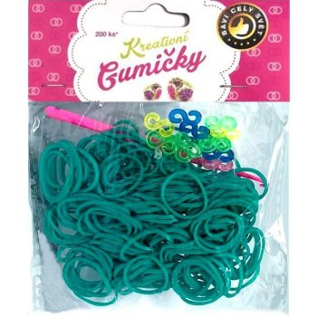 Loom Bands Pletací gumičky zelené 1 se třpytkami 200ks + háček