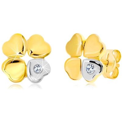 Šperky Eshop Diamantové ze zlata čtyřlístek pro štěstí srdíčko s briliantem BT504.19