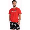 Pánské pyžamo 1P1481 pánské pyžamo krátké červeno černé