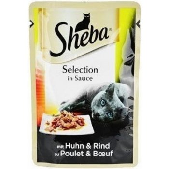 Sheba Selection in Sauce s kuřecím a hovězím masem ve šťávě 94 85 g