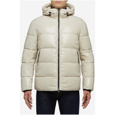 Geox pánská prošívaná zimní bunda s kapucí Sile krémová – Zboží Mobilmania