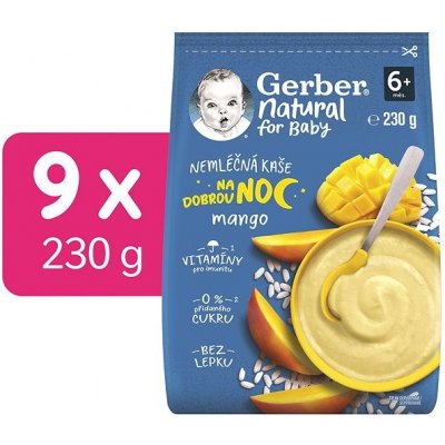 GERBER Natural nemléčná kaše mango na dobrou noc 9 x 230 g – Zboží Mobilmania