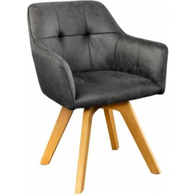 Interior DE Loft Wood II antik šedá mikrovlákno otočná 2 ks – Zboží Dáma