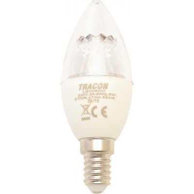 Tracon electric LED žárovka svíčka E14 6W stmívatelná neutrální bílá