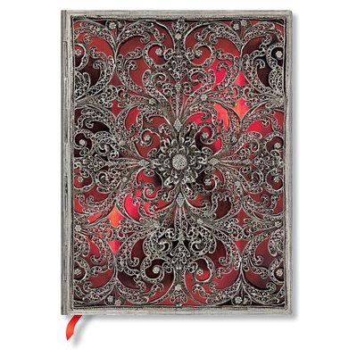 Garnet Softcover Flexis Ultra 176 Pg Unlined Silver Filigree Collection