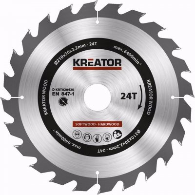 KREATOR KRT020420 Pilový kotouč na dřevo 210mm, 24T – Zboží Mobilmania