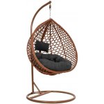 Springos houpací křeslo se stojanem BEATA PREMIUM hnědé + tmavě šedé polštáře – Sleviste.cz