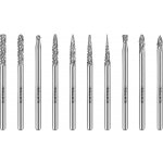 Extol Industrial Frézy mini, karbidové, sada 10ks, Ø 3 mm, sek střední (double-cut) 8703800 – Zboží Dáma