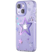 Pouzdro KINGXBAR Heart Apple iPhone 14 Pro Max - plastové / gumové - hvězda - fialové