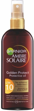 Garnier Ambre Solaire Golden Protec olej na opalování SPF10 150 ml od 225  Kč - Heureka.cz
