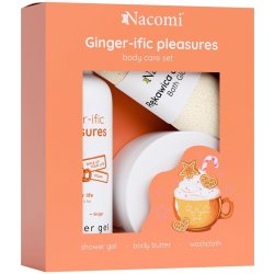 Nacomi Ginger-ific Pleasure set sprchový gel 300 ml + tělové máslo 100 ml + koupelová rukavice