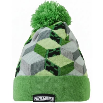 Fashion.uk Dětská pletená čepice s bambulí Minecraft motiv Svět z kostek – Zboží Dáma