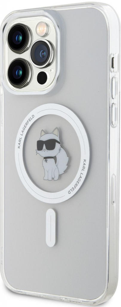 Pouzdro Karl Lagerfeld IML Choupette MagSafe iPhone 15 Pro Max čiré