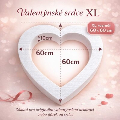EPS polystyrenové dekorativní srdce I 60 x 60 x 10 cm I duté I 4 díly k sestavení I barva bílá – Sleviste.cz