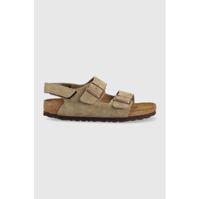 Birkenstock dětské semišové sandály Milano béžová – Zboží Mobilmania