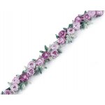 Prima-obchod Vyšívaný prýmek s 3D květy šíře 15 mm, barva 1 fialová sv. – Zboží Mobilmania