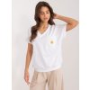 Dámská Trička RUE PARIS tričko s výstřihem a výšivkou na kapsy rv-bz-9626.28 white