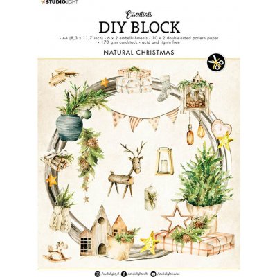 Studio Light DIY Blok s výseky Studio Light, A4 Vánoce z přírodnin 32 listů