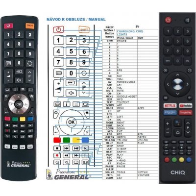 Dálkový ovladač General CHiQ L32H7N, L32H7S, U43H7AN, U43H7L, U43H7LX , U50H7AN , U50H7N, U55H7A, L32M8T – Hledejceny.cz