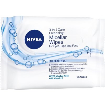 Nivea 3v1 micelární čisticí pleťové ubrousky pro všechny typy pleti 25 ks