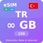 Turecko Neomezený Mobilní Internet - eSIM 15 dní datová SIM karta – Hledejceny.cz