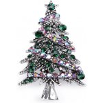 Prima-obchod brož s broušenými kamínky vánoční stromeček 3 platina zelená tmavá 104257 – Sleviste.cz