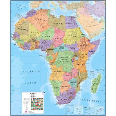 Maps International Afrika - nástěnná politická mapa 120 x 100 cm Varianta: bez rámu v tubusu, Provedení: laminovaná mapa v lištách – Hledejceny.cz