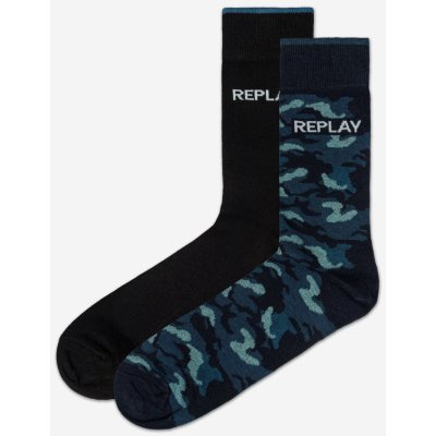 Replay ponožky Casual Leg Logo&Camouflage 2Prs Banderole Black/Camouflage Blue