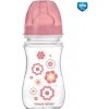 Láhev a nápitka Canpol babies Newborn láhev na mléko Růžové Květinky 240ml