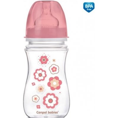 Canpol babies Newborn láhev na mléko Růžové Květinky 240ml