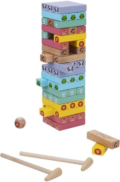 eliNeli Dřevěná věž Jenga se zvířátky