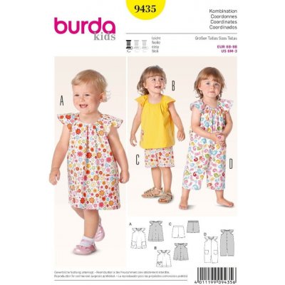 Burda Střih Burda 9435 - Dětské šaty, halenka, kraťasy, overal – Zbozi.Blesk.cz