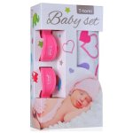 T-Tomi Baby set bambusová osuška hearts / srdíčka + kočárkový kolíček pink / růžová 338 – Zboží Dáma