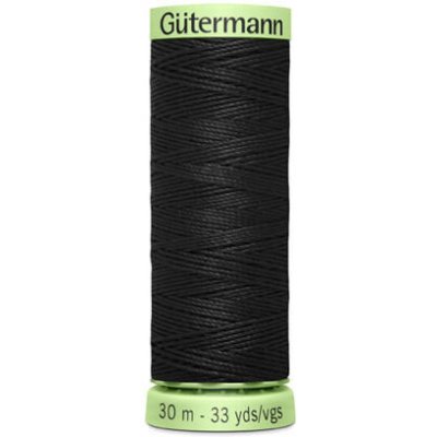 Nit PES Gütermann - extra silná, jeans síla 30 (30 m) - různé barvy barva 000 - černá