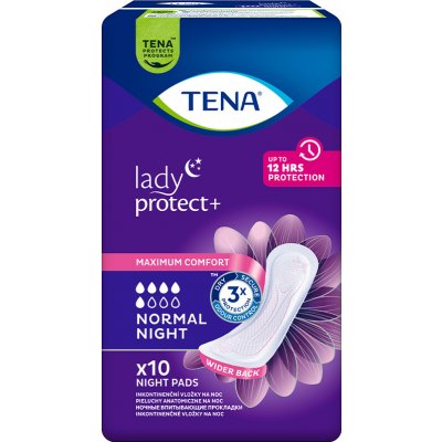 Tena Lady Protect+ Normal Night Inkontinenční vložky 10 ks – Sleviste.cz
