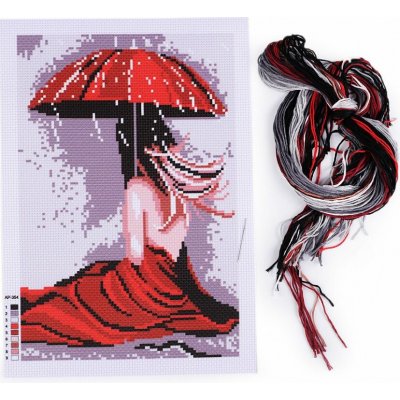 Sada vyšívání předloha jehla mouline viz foto deštník – Zboží Dáma