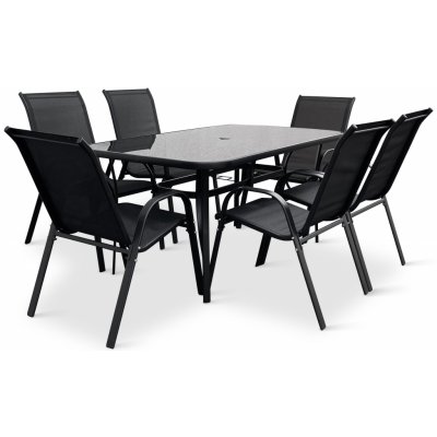 Nábytek Texim Zahradní jídelní set Klaudie černý + 6x židle RAMADA – Zboží Mobilmania