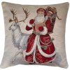 Dekorační povlak na polštáře Home of Christmas Santa se sobem 45 x 45 cm