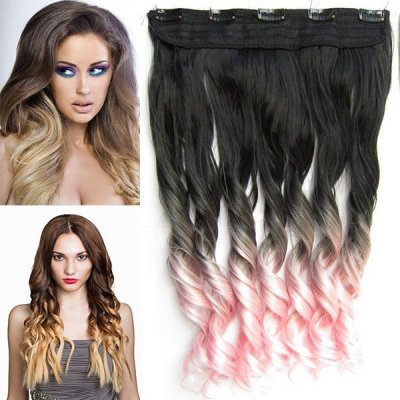 Girlshow Clip in vlasy 55 cm vlnitý pás vlasů lokny OMBRE odstín Black T Light Pink – Hledejceny.cz