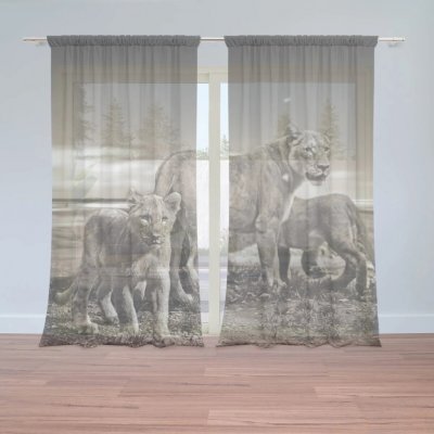 Sablio Záclony Lvice a lvíčata: 2ks 150x250cm – Zboží Mobilmania