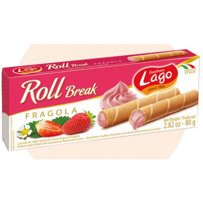 Gastone Lago Roll Break plněné trubičky s příchutí jahod 80 g – Hledejceny.cz